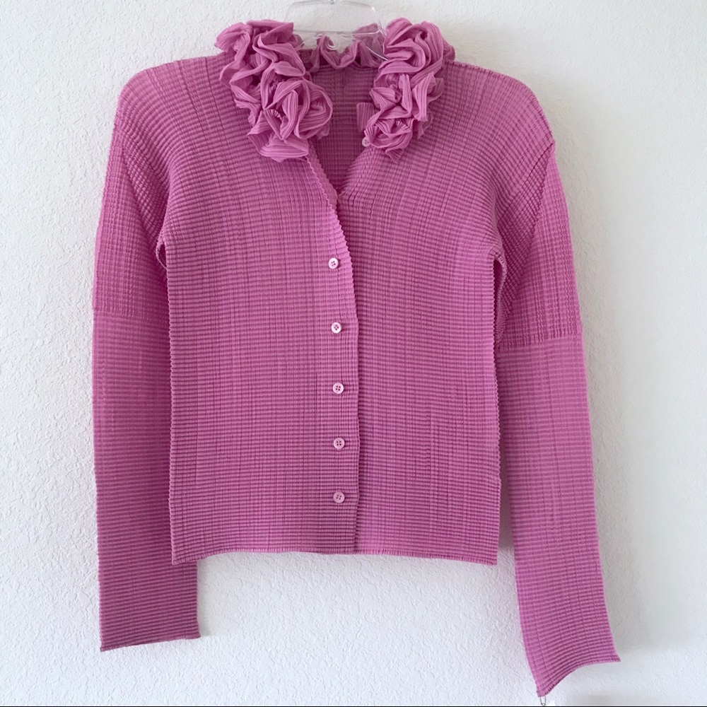 Issey Miyake Long Sleeve Floral Detail Blouse